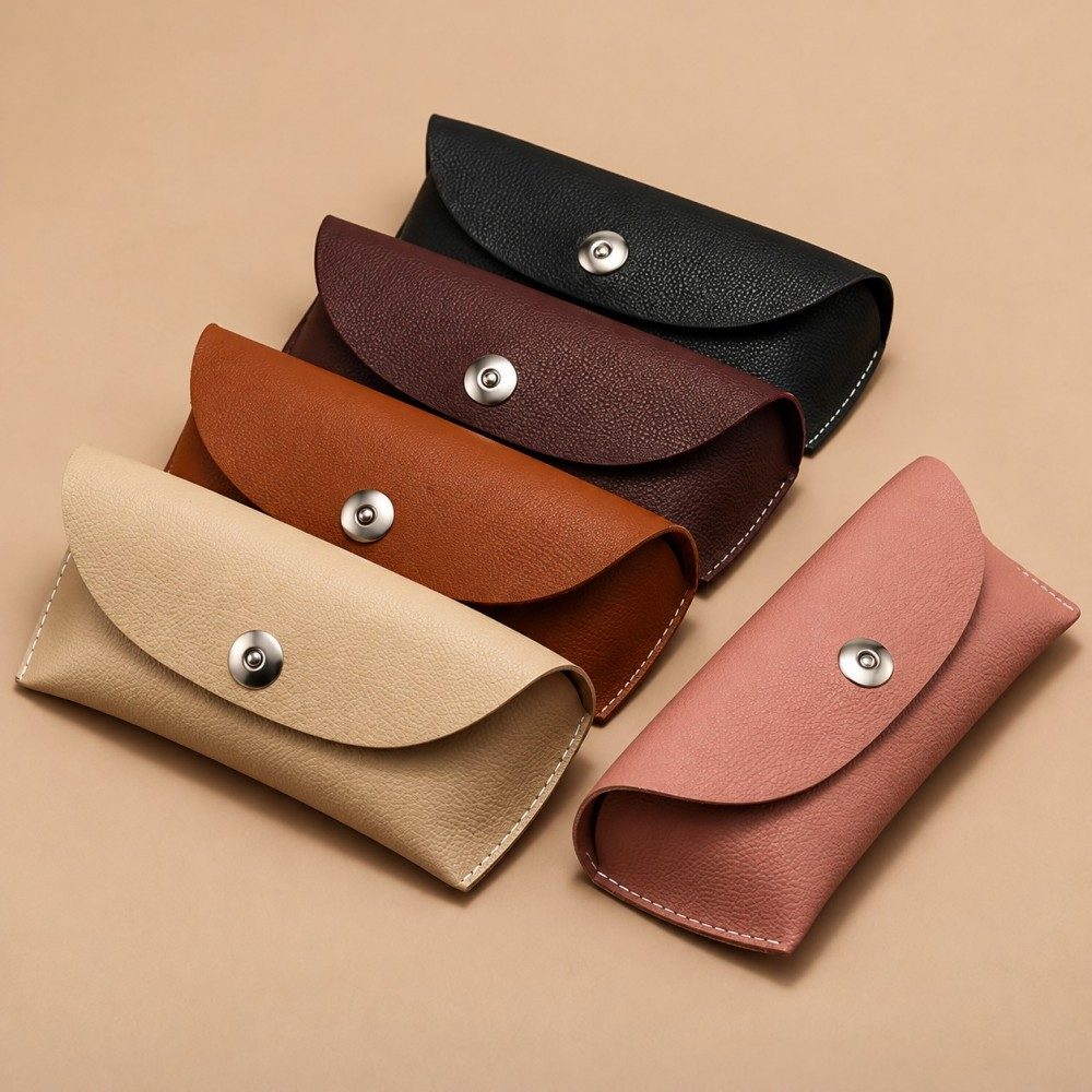 Soft glasses cases in beige, pink, burgundy, black and brown