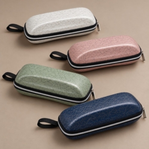 White, dusty rose, sage green and navy color concepts for crackle-pattern EVA sunglasses cases