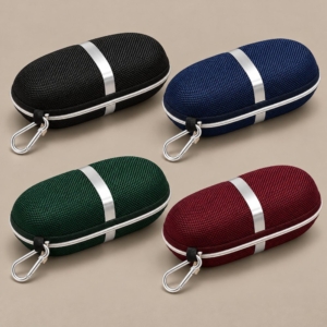 EVA glasses case custom color concepts in black, navy, green and burgundy with matching silver accents